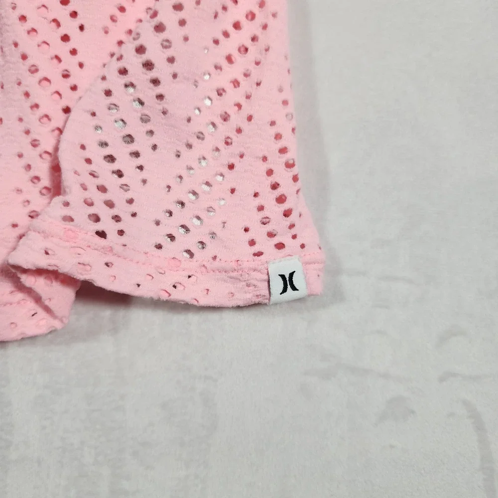 Hurley Girls XL Pink Crochet Eyelet Swim Cover Up Dress Beach Vacation Resort